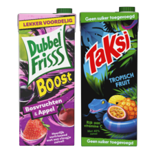Taksi, DubbelFrisss boost of Appelsientje fruit drink*